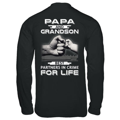 Papa And Grandson Best Partners In Crime For Life-T-Shirt & Hoodie-Long Sleeve T-Shirt-Black