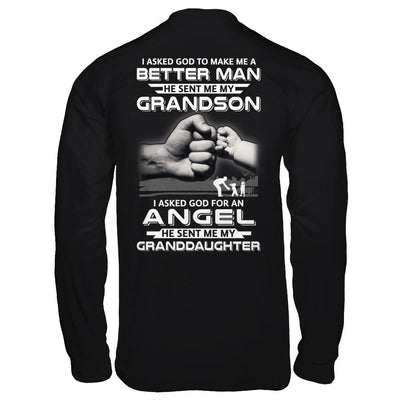 A Best Friend He Sent Me My Grandson & Angel Granddaughter-T-Shirt & Hoodie-Long Sleeve T-Shirt-Black