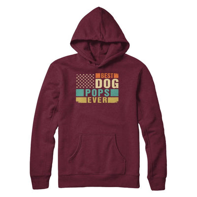 Vintage Retro BEST DOG POPS EVER American Flag Fathers Day-T-Shirt & Hoodie-Pullover Hoodie-Maroon
