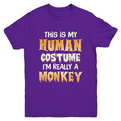 This Is My Human Costume Monkey Halloween Youth-Youth Shirt-Youth T-Shirt-Purple