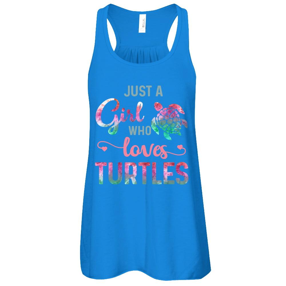 Just A Girl Who Loves Turtles Turtle Lover-T-Shirt & Tank Top-Women's Flowy Racerback Tank-True Royal