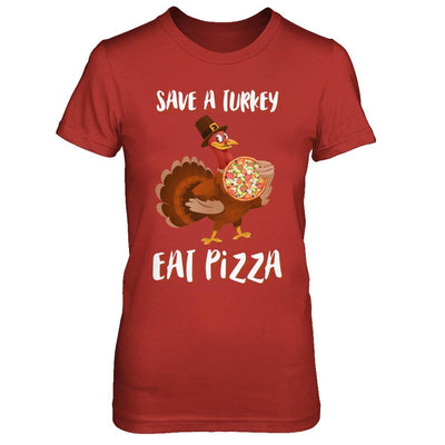 Adult Vegan Save A Turkey Eat Pizza Thanksgiving-T-Shirt & Sweatshirt-Women's T-Shirt-Red