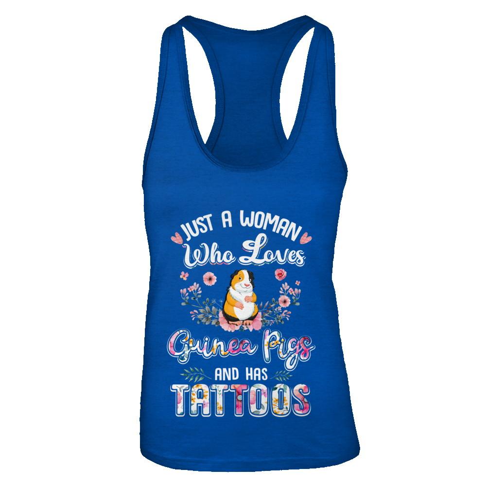 Just A Woman Who Loves Guinea Pigs And Has Tattoos-T-Shirt & Tank Top-Women's Ideal Racerback Tank-Royal