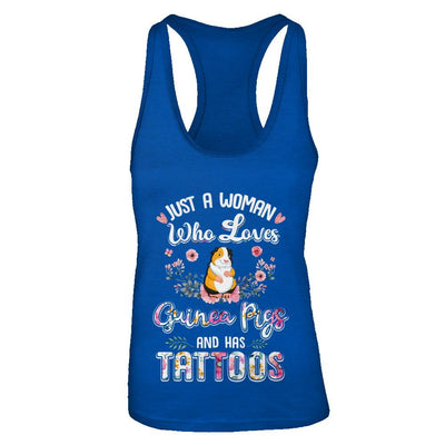 Just A Woman Who Loves Guinea Pigs And Has Tattoos-T-Shirt & Tank Top-Women's Ideal Racerback Tank-Royal
