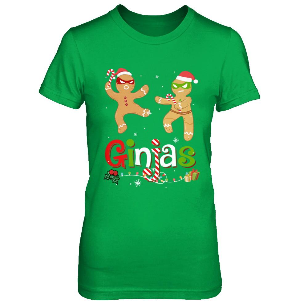 Ginjas Gingerbread Ninjas Funny Christmas Gifts-T-Shirt & Hoodie-Women's T-Shirt-Irish Green