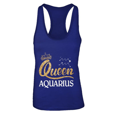 Queen Aquarius Zodiac January February Birthday Gift-T-Shirt & Tank Top-Women's Ideal Racerback Tank-Royal