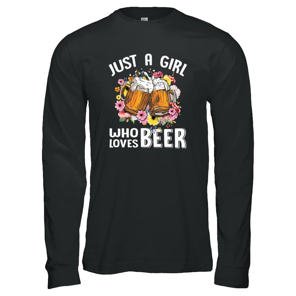 Just A Woman Who Loves Beer-T-Shirt & Tank Top-Long Sleeve T-Shirt-Black