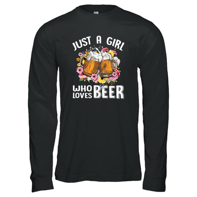Just A Woman Who Loves Beer-T-Shirt & Tank Top-Long Sleeve T-Shirt-Black