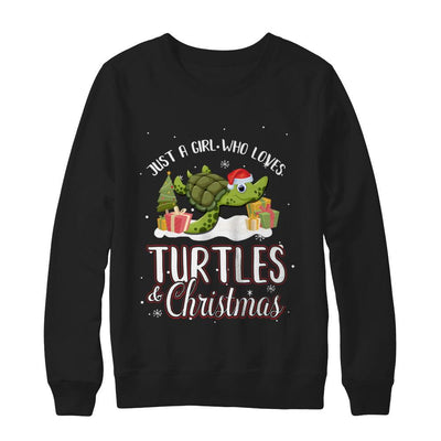 Just A Girl Who Loves Turtles And Christmas-T-Shirt & Sweatshirt-Crewneck Sweatshirt-Black