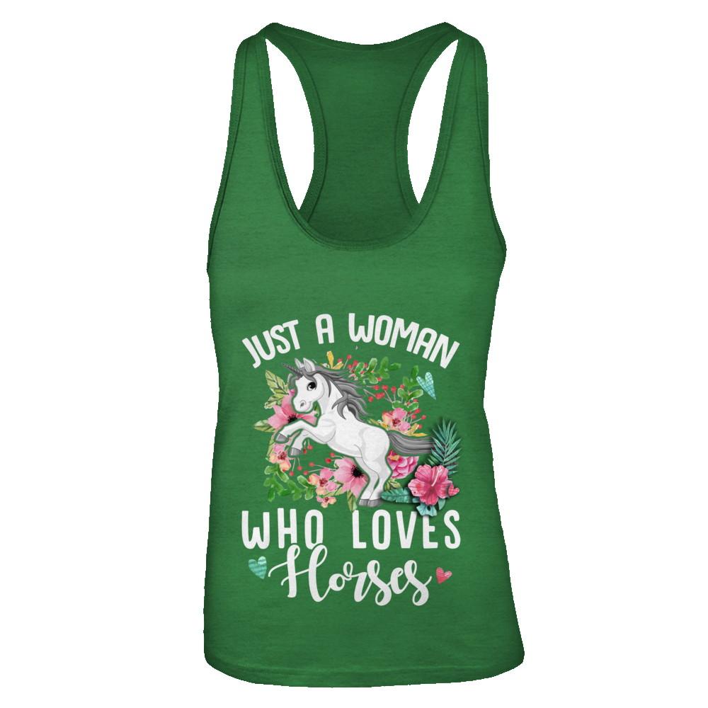 Just A Woman Who Loves Goats-T-Shirt & Tank Top-Women's Ideal Racerback Tank-Kelly Green
