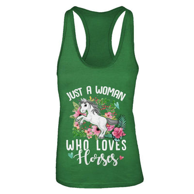 Just A Woman Who Loves Goats-T-Shirt & Tank Top-Women's Ideal Racerback Tank-Kelly Green