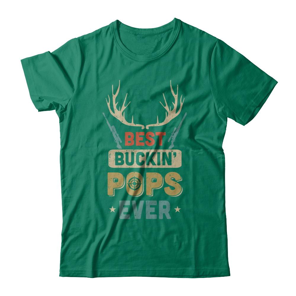 Vintage Best Buckin' Pops Ever Deer Hunting-T-Shirt & Hoodie-Classic T-Shirt-Kelly Green