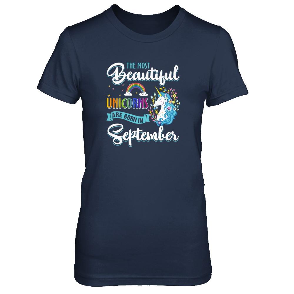 The Most Beautiful Unicorns Are Born In September Birthday-T-Shirt & Tank Top-Women's T-Shirt-Navy