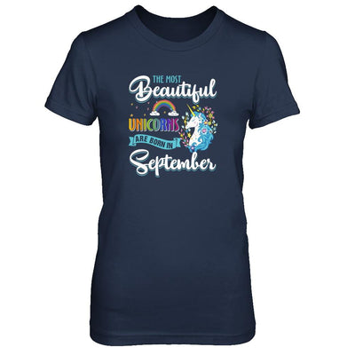 The Most Beautiful Unicorns Are Born In September Birthday-T-Shirt & Tank Top-Women's T-Shirt-Navy