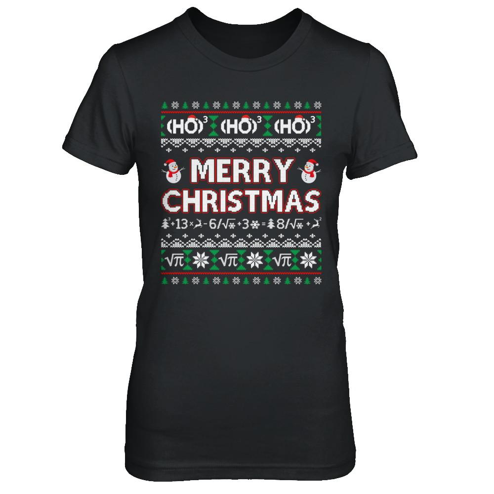 Merry Christmath Funny Math Christmas Ugly Sweaters-T-Shirt & Sweatshirt-Women's T-Shirt-Black