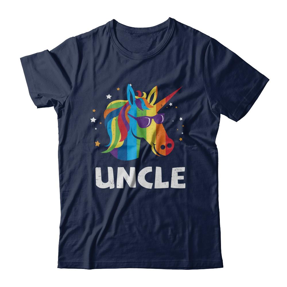 LGBT Pride Lesbian Gay Proud Uncle Unicorn-T-Shirt & Hoodie-Classic T-Shirt-Navy