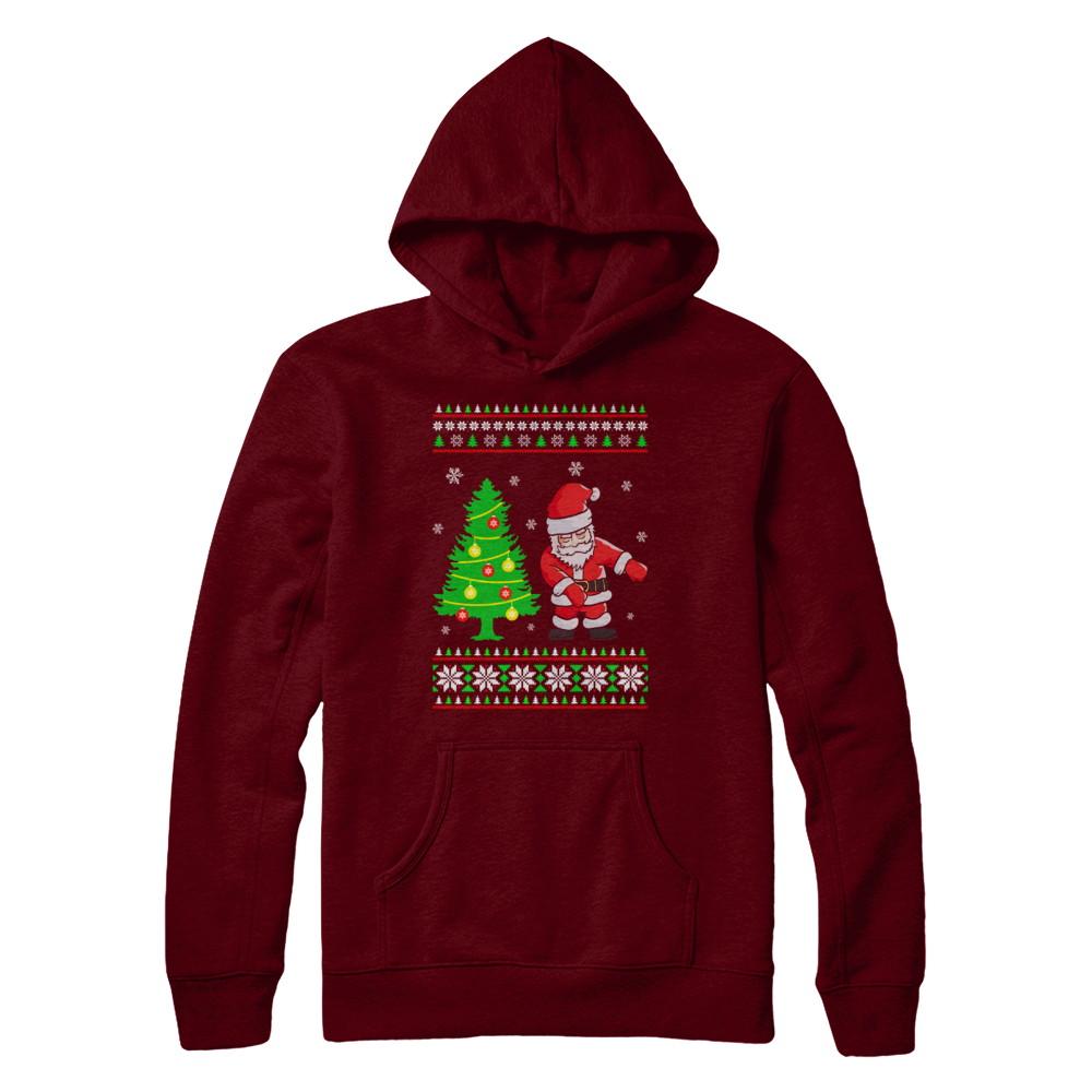 Floss Dance Flossing Santa Christmas Ugly Sweater-T-Shirt & Sweatshirt-Pullover Hoodie-Maroon
