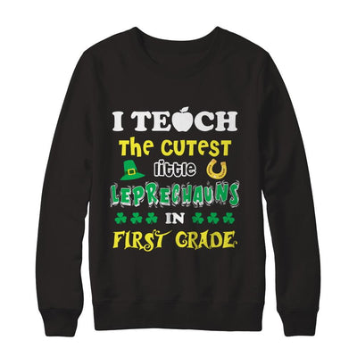 First Grade Leprechaun St Patricks Day Teacher-T-Shirt & Hoodie-Crewneck Sweatshirt-Black