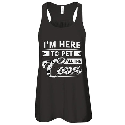I'm Here To Pet All The Cows-T-Shirt & Tank Top-Women's Flowy Racerback Tank-Black