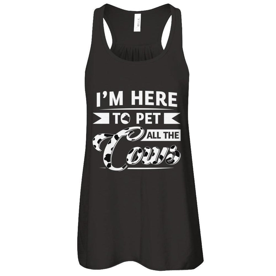 I'm Here To Pet All The Cows-T-Shirt & Tank Top-Women's Flowy Racerback Tank-Black