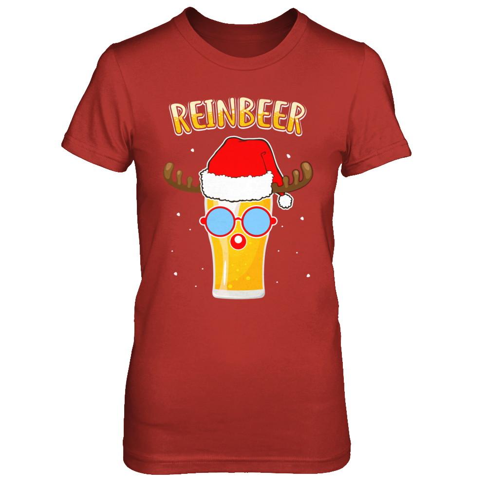 Funny Christmas Gift Beer Reindeer Lovers Reinbeer-T-Shirt & Sweatshirt-Women's T-Shirt-Red
