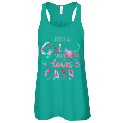 Just A Girl Who Loves Cats Cat Lover-T-Shirt & Tank Top-Women's Flowy Racerback Tank-Kelly