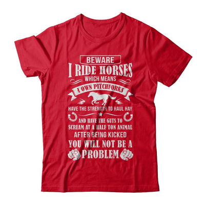 Horse Gifts Lovers Beware I Ride Horses-T-Shirt & Hoodie-Premium T-Shirt-Red