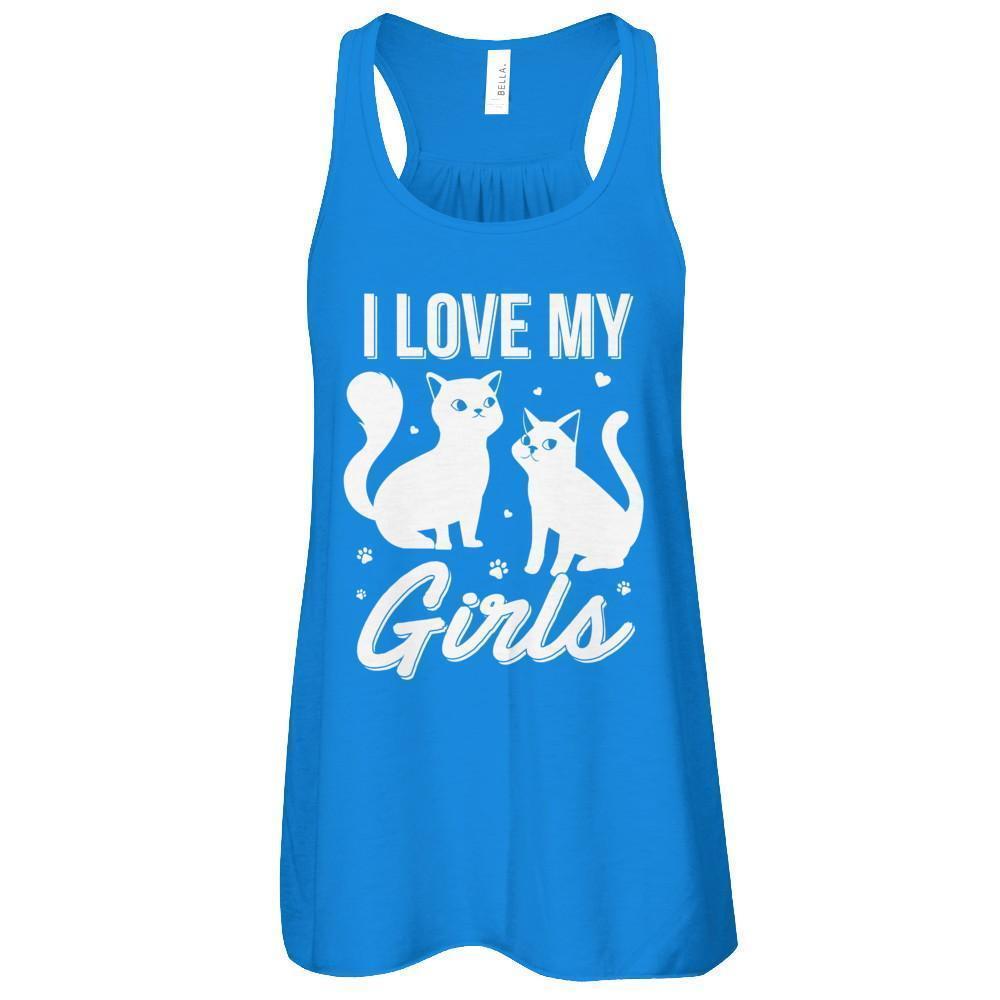 I Love My Girls Funny Cats Lover-T-Shirt & Tank Top-Women's Flowy Racerback Tank-True Royal