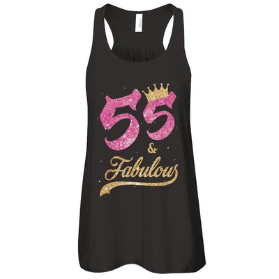 55 And Fabulous 1966 55th Birthday Gift-T-Shirt & Tank Top-Women's Flowy Racerback Tank-Black