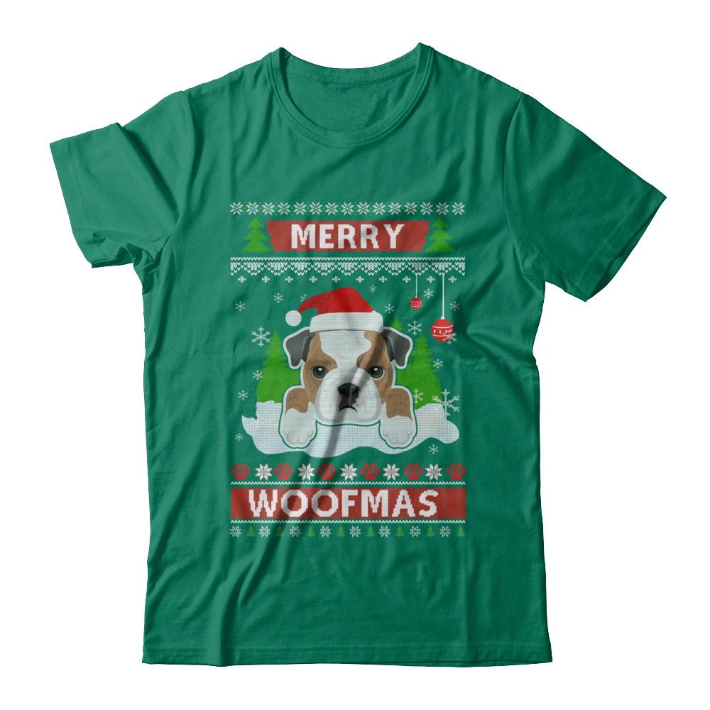 Bulldog Merry Woofmas Ugly Christmas Sweater-T-Shirt & Sweatshirt-Classic T-Shirt-Kelly Green