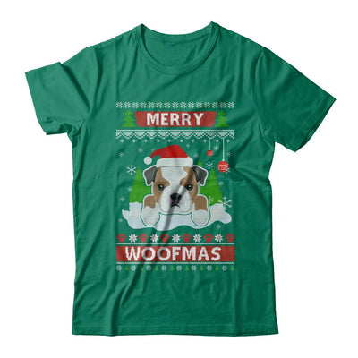Bulldog Merry Woofmas Ugly Christmas Sweater-T-Shirt & Sweatshirt-Classic T-Shirt-Kelly Green