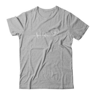 Christian Cross Heartbeat God Jesus-T-Shirt & Hoodie-Premium T-Shirt-Heather Gray