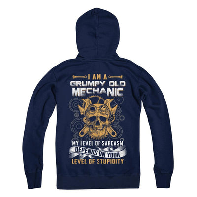 I'm A Grumpy Old Mechanic My Level Of Sarcasm-T-Shirt & Hoodie-Pullover Hoodie-Navy