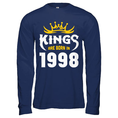 Kings Are Born In 1998 Birthday Gift-T-Shirt & Hoodie-Long Sleeve T-Shirt-Navy