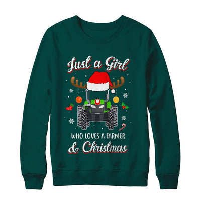 Just A Girl Who Loves A Farmer And Christmas-T-Shirt & Sweatshirt-Crewneck Sweatshirt-Deep Forest