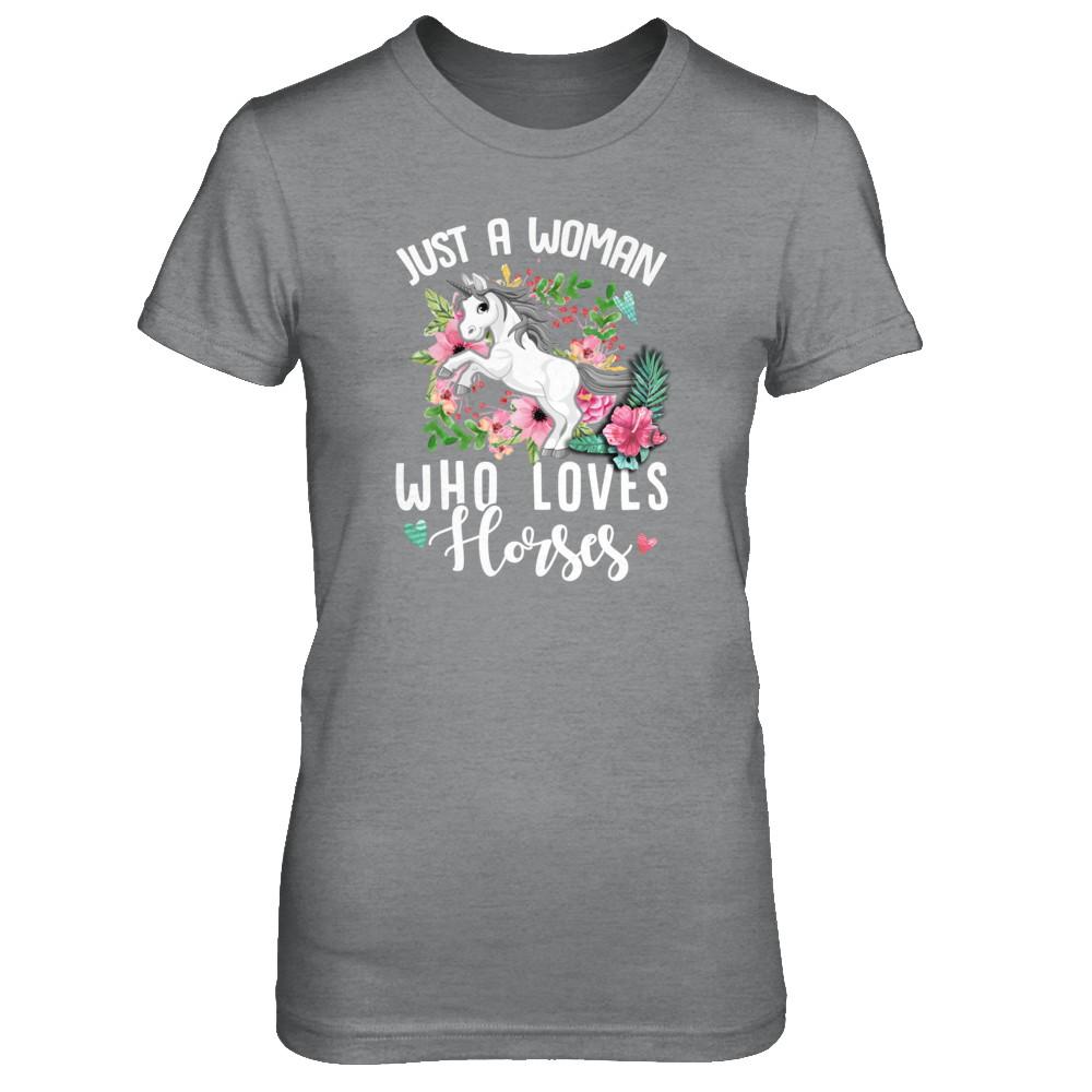 Just A Woman Who Loves Horses-T-Shirt & Tank Top-Women's T-Shirt-Sport Grey