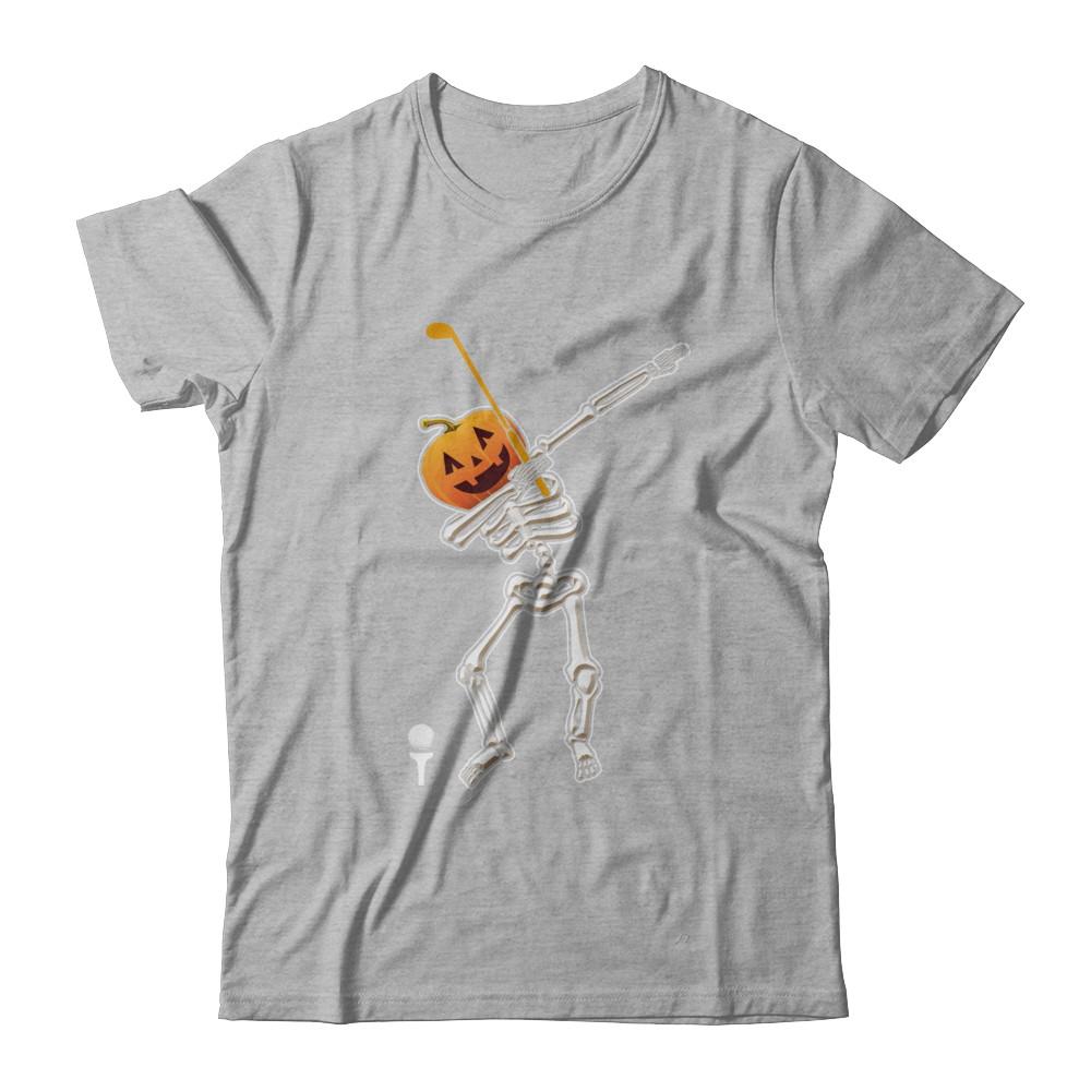 Halloween Dabbing Skeleton Golf-T-Shirt & Hoodie-Premium T-Shirt-Heather Gray