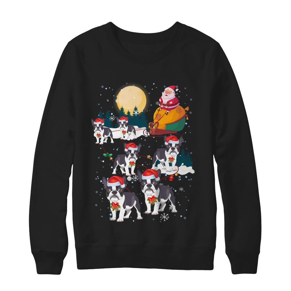 Dog Reindeer Bulldog Christmas Gift-T-Shirt & Sweatshirt-Crewneck Sweatshirt-Black