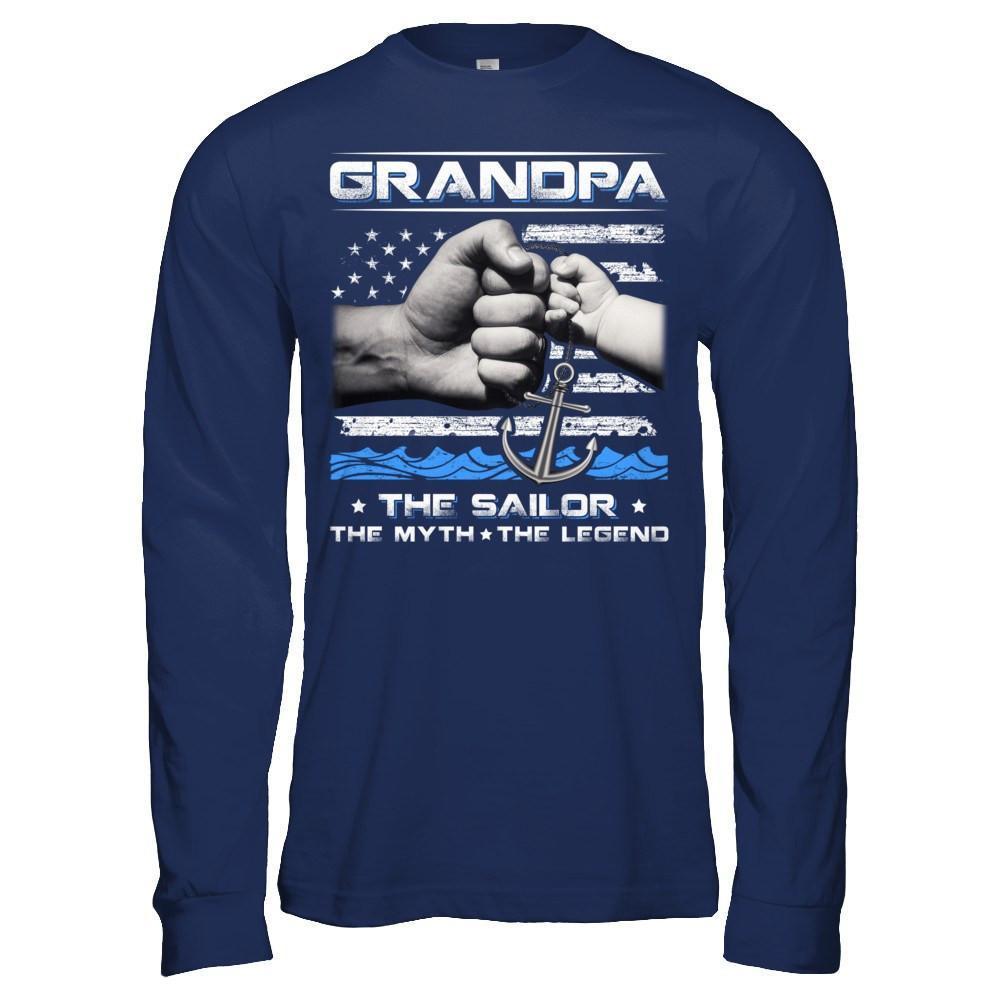 Veteran Grandpa The Sailor The Myth The Legend-T-Shirt & Hoodie-Long Sleeve T-Shirt-Navy