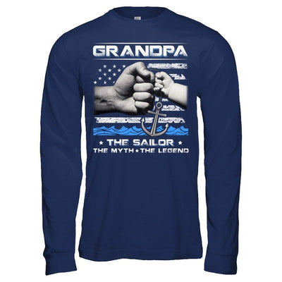 Veteran Grandpa The Sailor The Myth The Legend-T-Shirt & Hoodie-Long Sleeve T-Shirt-Navy