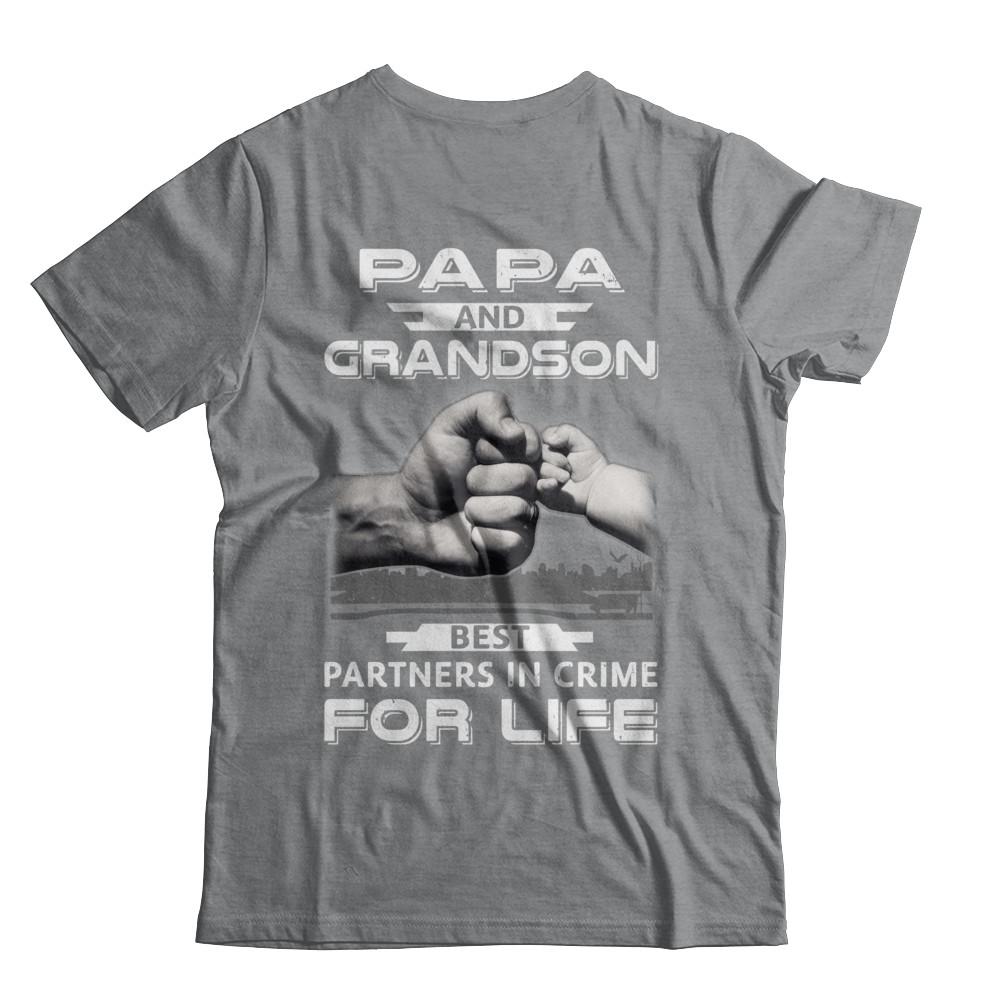 Papa And Grandson Best Partners In Crime For Life-T-Shirt & Hoodie-Classic T-Shirt-Sport Grey