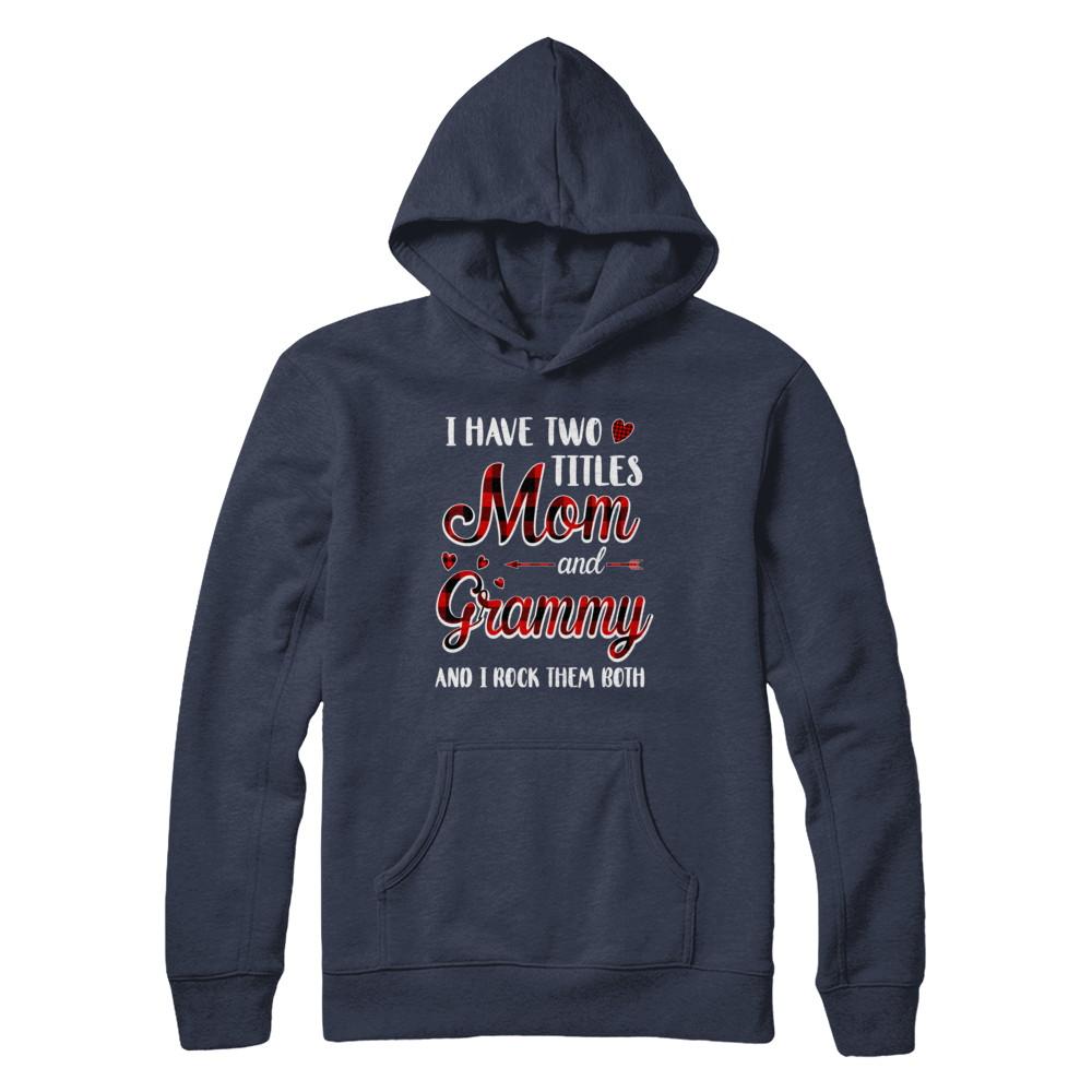 Red Plaid I Have Two Titles Mom And Grammy-T-Shirt & Hoodie-Pullover Hoodie-Navy