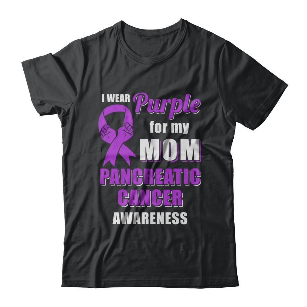 I Wear Purple For My Mom Pancreatic Cancer Son Daughter-T-Shirt & Hoodie-Classic T-Shirt-Black