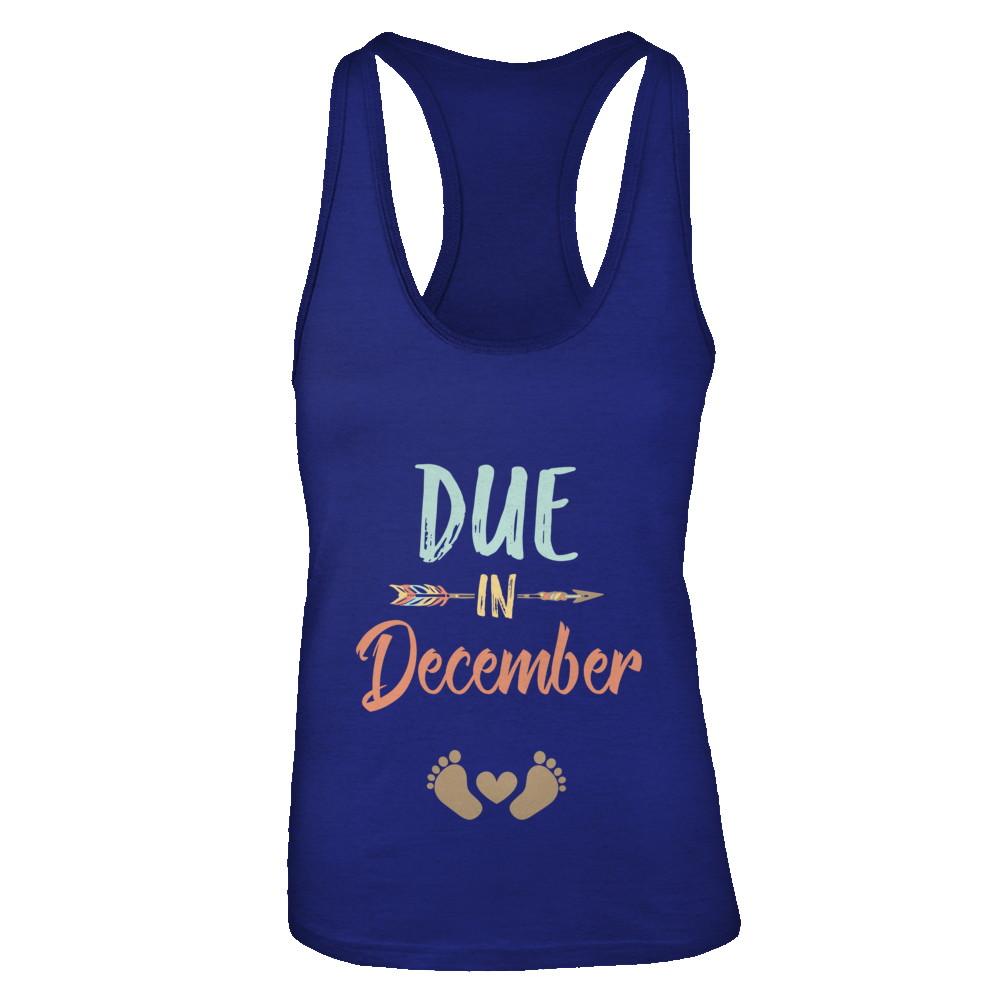 Due Date December 2021 Announcement Mommy Bump Pregnancy-T-Shirt & Tank Top-Women's Ideal Racerback Tank-Royal