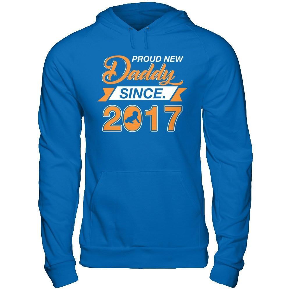 Proud New Daddy Since 2017-T-Shirt & Hoodie-Pullover Hoodie-Royal