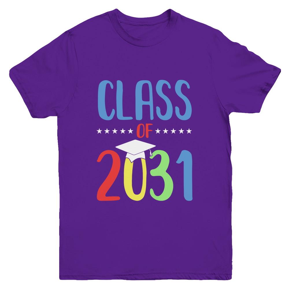 Grow With Me First Day Of School Class Of 2031 Youth-Youth Shirt-Youth T-Shirt-Purple