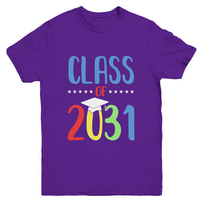 Grow With Me First Day Of School Class Of 2031 Youth-Youth Shirt-Youth T-Shirt-Purple