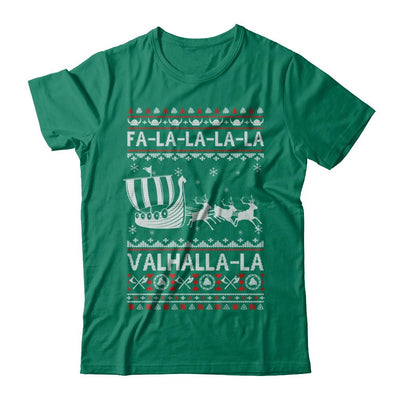 Fa La La Valhalla Viking Ship Ugly Christmas Sweater-T-Shirt & Sweatshirt-Classic T-Shirt-Kelly Green