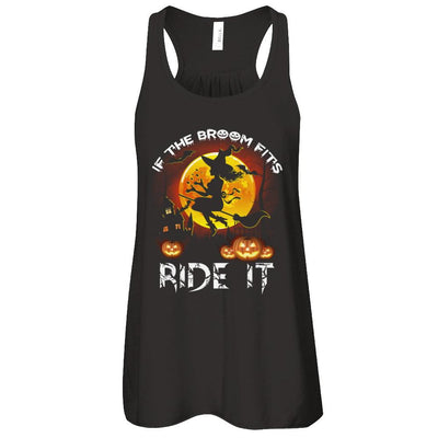 If The Broom Fits Witch Funny Happy Halloween-T-Shirt & Tank Top-Women's Flowy Racerback Tank-Black