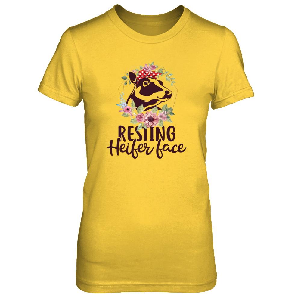 Funny Farmer Women Girl Cow Resting Heifer Face-T-Shirt & Tank Top-Women's T-Shirt-Daisy